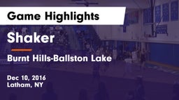 Shaker  vs Burnt Hills-Ballston Lake  Game Highlights - Dec 10, 2016
