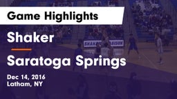 Shaker  vs Saratoga Springs  Game Highlights - Dec 14, 2016