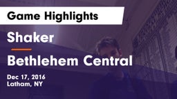 Shaker  vs Bethlehem Central  Game Highlights - Dec 17, 2016