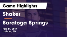 Shaker  vs Saratoga Springs  Game Highlights - Feb 11, 2017