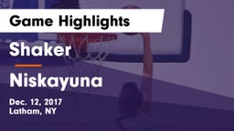 Shaker  vs Niskayuna  Game Highlights - Dec. 12, 2017