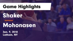 Shaker  vs Mohonasen Game Highlights - Jan. 9, 2018