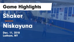 Shaker  vs Niskayuna  Game Highlights - Dec. 11, 2018