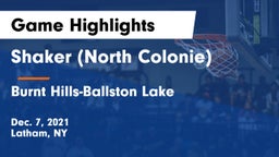 Shaker  (North Colonie) vs Burnt Hills-Ballston Lake  Game Highlights - Dec. 7, 2021