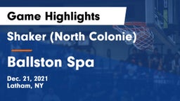 Shaker  (North Colonie) vs Ballston Spa  Game Highlights - Dec. 21, 2021