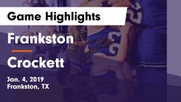 Frankston  vs Crockett Game Highlights - Jan. 4, 2019