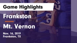 Frankston  vs Mt. Vernon  Game Highlights - Nov. 16, 2019