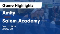 Amity  vs Salem Academy  Game Highlights - Jan. 21, 2020