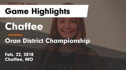 Chaffee  vs Oran District Championship Game Highlights - Feb. 22, 2018