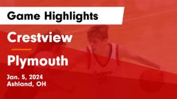 Crestview  vs Plymouth  Game Highlights - Jan. 5, 2024