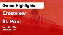 Crestview  vs St. Paul  Game Highlights - Jan. 11, 2024