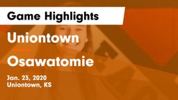 Uniontown  vs Osawatomie  Game Highlights - Jan. 23, 2020