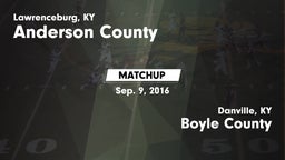 Matchup: Anderson County vs. Boyle County  2016