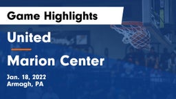 United  vs Marion Center  Game Highlights - Jan. 18, 2022