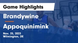 Brandywine  vs Appoquinimink  Game Highlights - Nov. 25, 2023