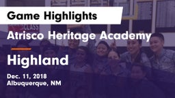 Atrisco Heritage Academy  vs Highland Game Highlights - Dec. 11, 2018