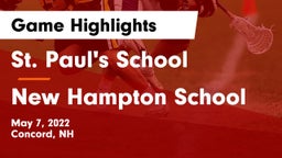 St. Paul's School vs New Hampton School  Game Highlights - May 7, 2022