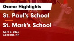 St. Paul's School vs St. Mark's School Game Highlights - April 8, 2023
