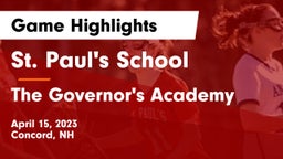 St. Paul's School vs The Governor's Academy  Game Highlights - April 15, 2023