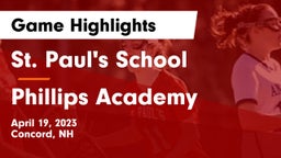 St. Paul's School vs Phillips Academy Game Highlights - April 19, 2023
