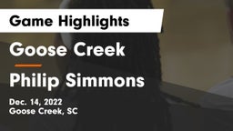 Goose Creek  vs Philip Simmons  Game Highlights - Dec. 14, 2022