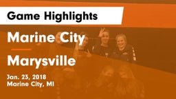 Marine City  vs Marysville  Game Highlights - Jan. 23, 2018