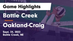 Battle Creek  vs Oakland-Craig  Game Highlights - Sept. 24, 2022