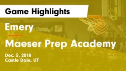 Emery  vs Maeser Prep Academy Game Highlights - Dec. 5, 2018