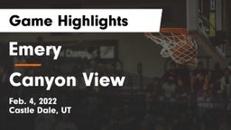 Emery  vs Canyon View  Game Highlights - Feb. 4, 2022