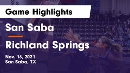 San Saba  vs Richland Springs  Game Highlights - Nov. 16, 2021