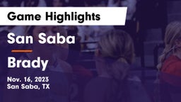 San Saba  vs Brady  Game Highlights - Nov. 16, 2023