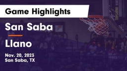San Saba  vs Llano  Game Highlights - Nov. 20, 2023