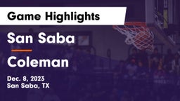 San Saba  vs Coleman  Game Highlights - Dec. 8, 2023