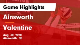 Ainsworth  vs Valentine  Game Highlights - Aug. 30, 2020