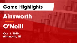 Ainsworth  vs O'Neill  Game Highlights - Oct. 1, 2020