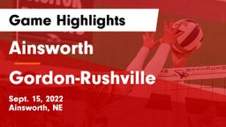 Ainsworth  vs Gordon-Rushville  Game Highlights - Sept. 15, 2022