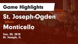 St. Joseph-Ogden  vs Monticello Game Highlights - Jan. 30, 2018
