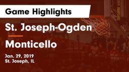 St. Joseph-Ogden  vs Monticello Game Highlights - Jan. 29, 2019