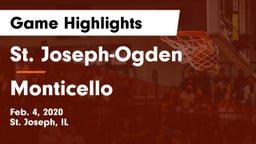 St. Joseph-Ogden  vs Monticello Game Highlights - Feb. 4, 2020
