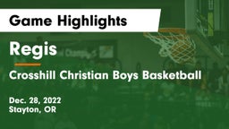 Regis  vs Crosshill Christian Boys Basketball Game Highlights - Dec. 28, 2022
