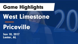 West Limestone  vs Priceville  Game Highlights - Jan 10, 2017