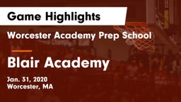 Worcester Academy Prep School vs Blair Academy Game Highlights - Jan. 31, 2020