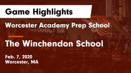 Worcester Academy Prep School vs The Winchendon School Game Highlights - Feb. 7, 2020