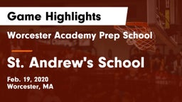 Worcester Academy Prep School vs St. Andrew's School Game Highlights - Feb. 19, 2020