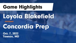 Loyola Blakefield  vs Concordia Prep  Game Highlights - Oct. 7, 2022