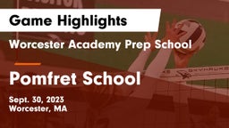 Worcester Academy Prep School vs Pomfret School Game Highlights - Sept. 30, 2023