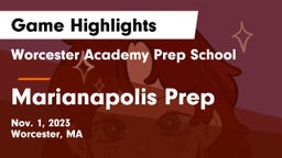 Worcester Academy Prep School vs Marianapolis Prep Game Highlights - Nov. 1, 2023