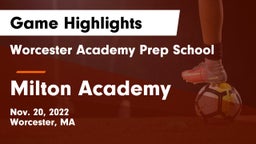 Worcester Academy Prep School vs Milton Academy Game Highlights - Nov. 20, 2022
