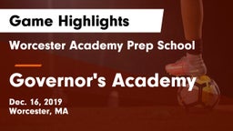 Worcester Academy Prep School vs Governor's Academy  Game Highlights - Dec. 16, 2019