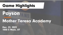 Payson  vs Mother Teresa Academy Game Highlights - Dec. 22, 2022